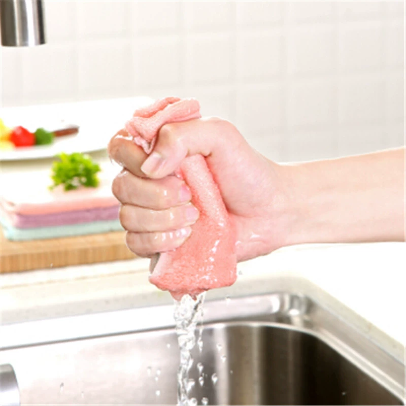 Spot wholesale double -sided thickened coral velvet dishwashing cloth absorption cloth kitchen, no oil, non -oil, a lazy cloth