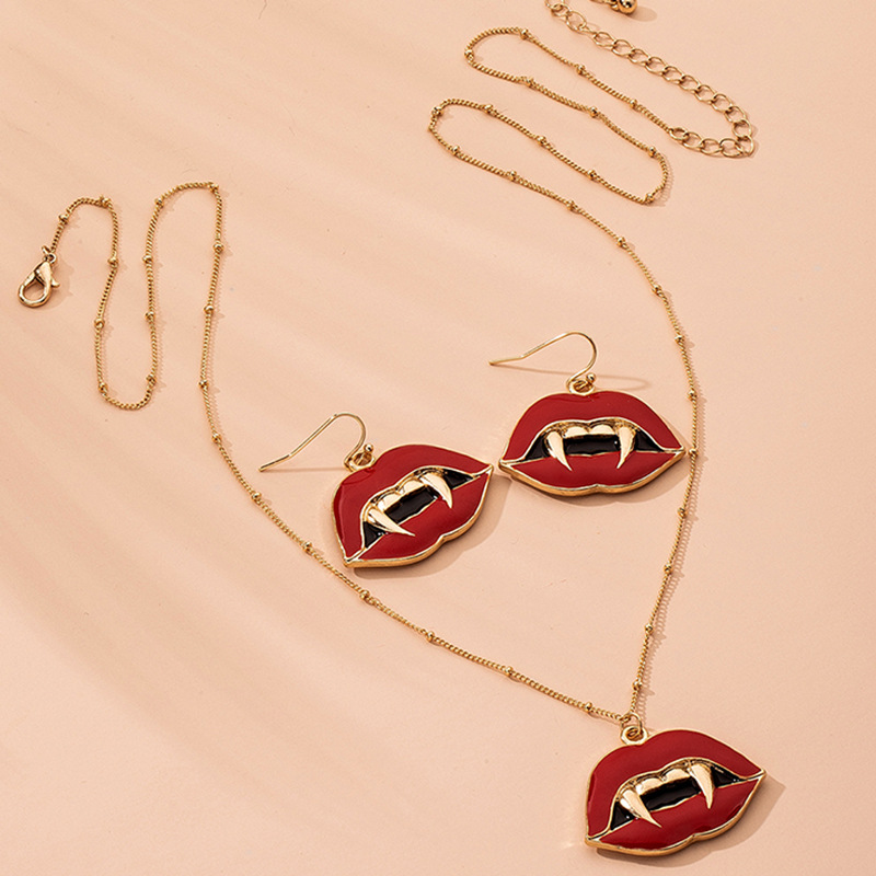 Fashion Dripping Oil Redslip With Sharp Teeth Necklace Wholesale Nihaojewelry display picture 3