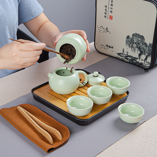 Portable Ceramic Xi Shi Pot Travel Gongfu Tea Set Real Estate Gift Set Custom Logo
