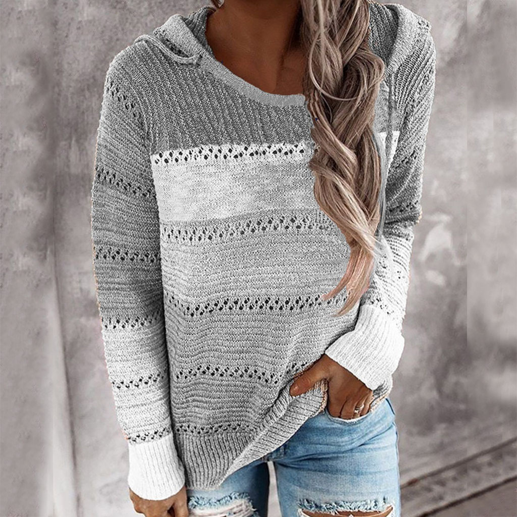 women s autumn and winter knitted sweater hooded round neck sweater NSYF824