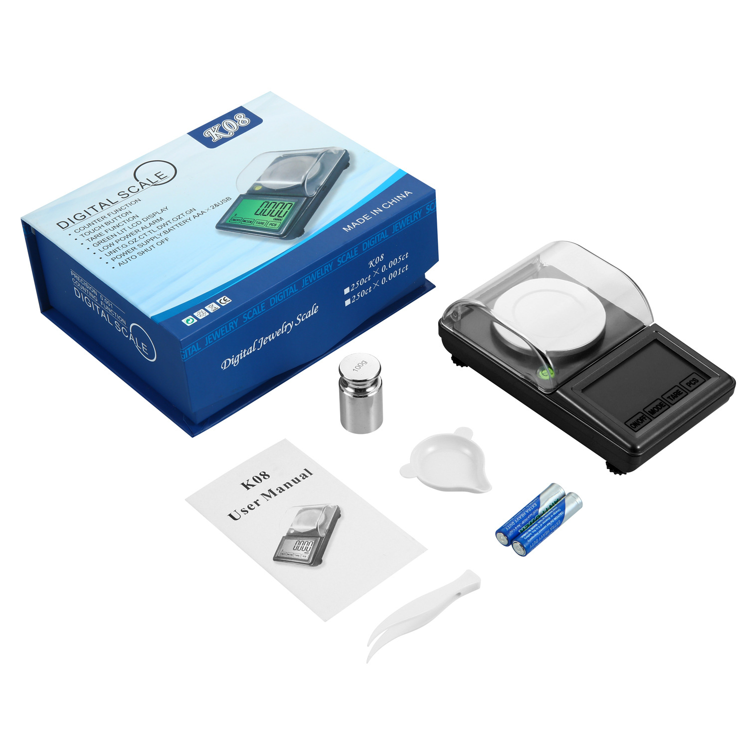 触摸 高珠宝电子称 克拉珠宝称 0.001G毫克称 带水平调节