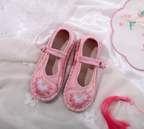 Chinese Hanfu shoes, girls Hanfu shoes, handmade shoes, Beijing Children Chinese folk dance hanfu embroidered shoes