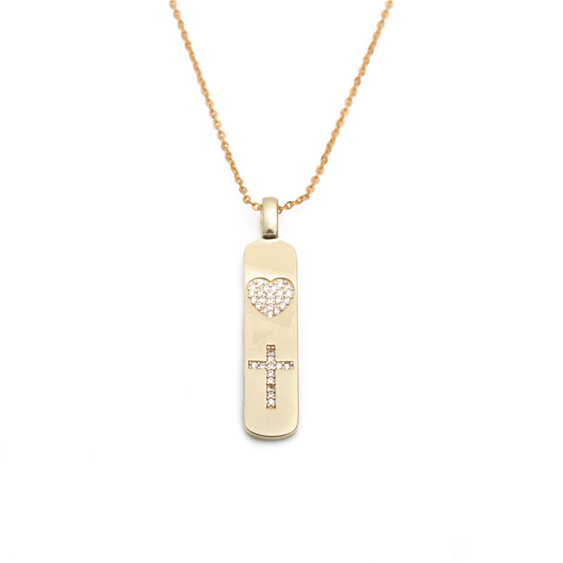 Collier Croix Coeur Zirconium Blanc display picture 3