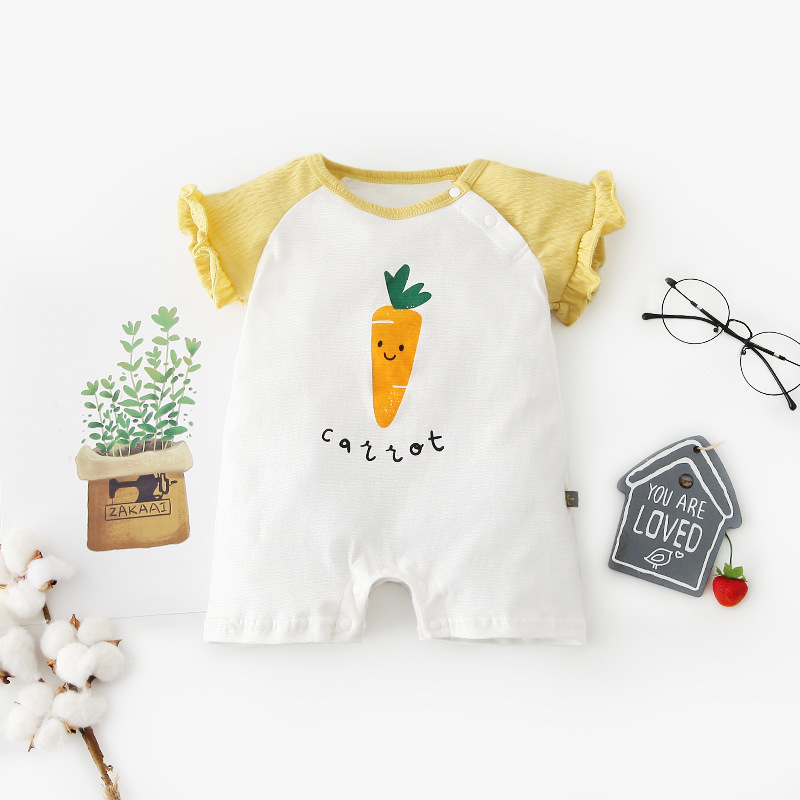 Short-sleeved Cartoon Carrot Printed Shorts Baby Romper Wholesale Nihaojewelry display picture 1