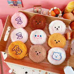 Korean minimalist cute Instagram fluffy makeup bag with cloud smile bear travel toothbrush and comb cosmetic storage bag