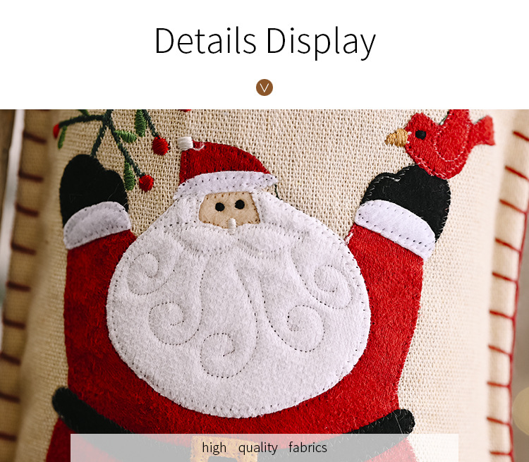 Linen Embroidered Christmas Socks Pendant Gift Bag display picture 4