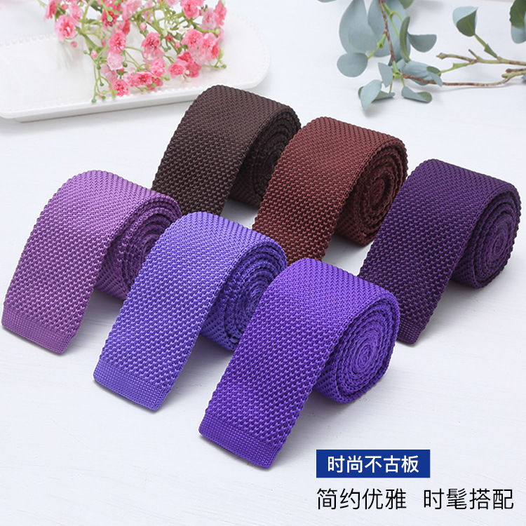 现货多种颜色纯色5.7cm配件领带 男女通用冬季百搭针织休闲窄领带