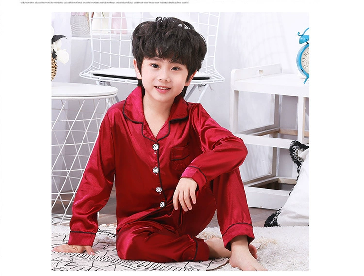 NEW Autumn Children cardigan Pajamas set teen long sleeve silk sleepwear Kids Girls Home Clothes 2pcs Suit Children's Pyjamas night gowns cheap