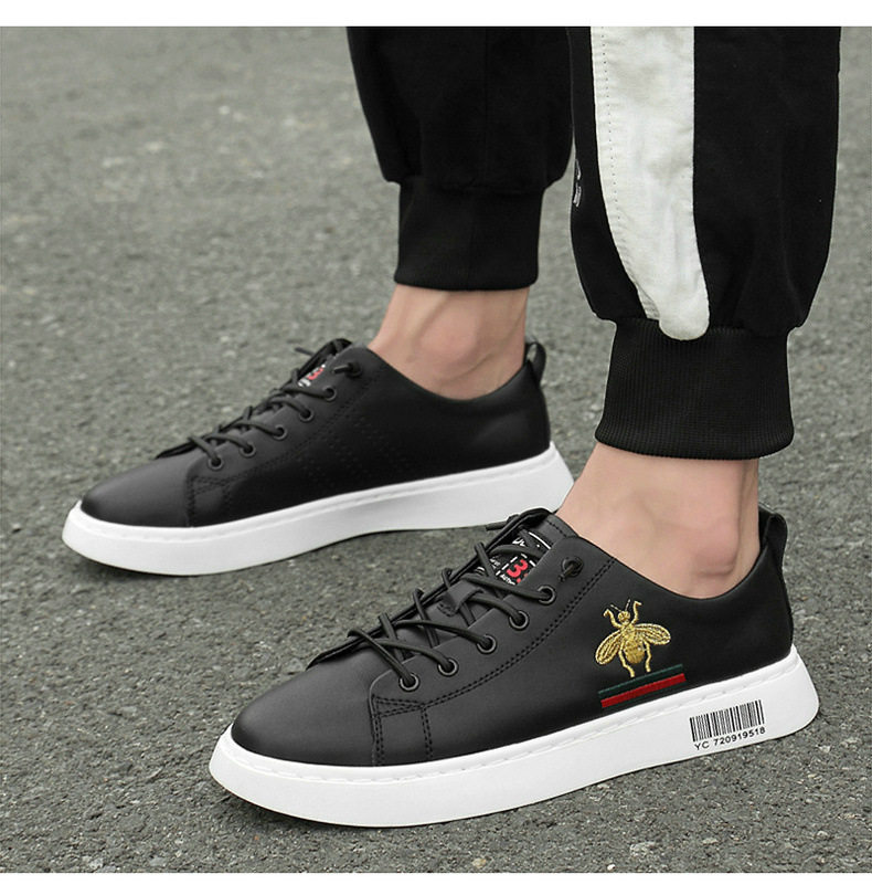 Giày sneaker nam da bò cổ thấp đế bệt, giày thể thao thoáng khí tăng chiều cao — S920 màu trắng, S920 đen chi tiết 27