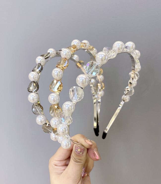 Baroque Pearl Hair Hoop Korean Hand-made Crystal Hair Cave Bride Hair Accessories Thin-edged Headband Wholesale Nihaojewelry display picture 14