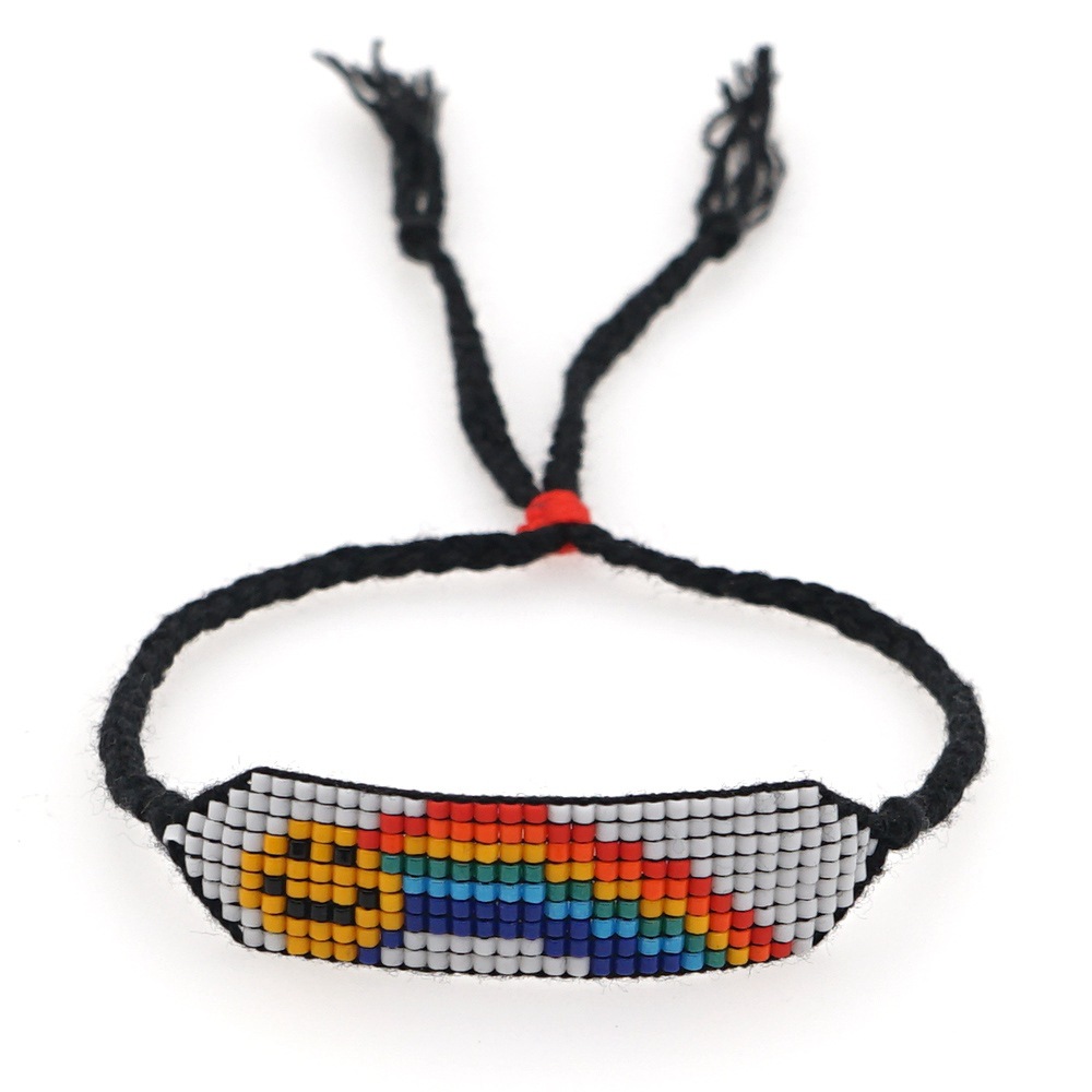 Woven Smiley Rainbow Bohemian Beaded Bracelet display picture 5