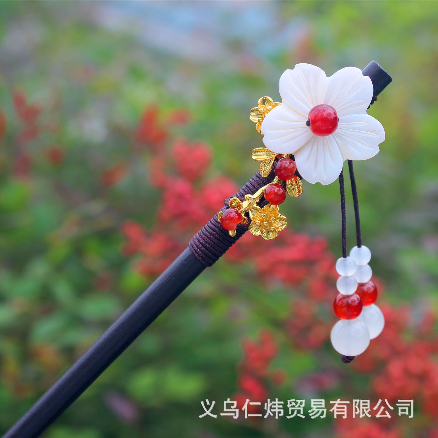 Temperamento clásico borla paso horquilla chica Hanfu tocado accesorios para el cabello hecho a mano horquilla de madera updo Internet celebridad antiguo traje palillos