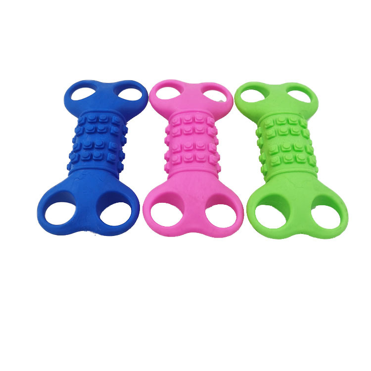 Suministro directo de fábrica TPR PET interactivo de cuatro agujeros tamaño perro molar pegamento suave mordedura-resistente juguete mascotas suministros