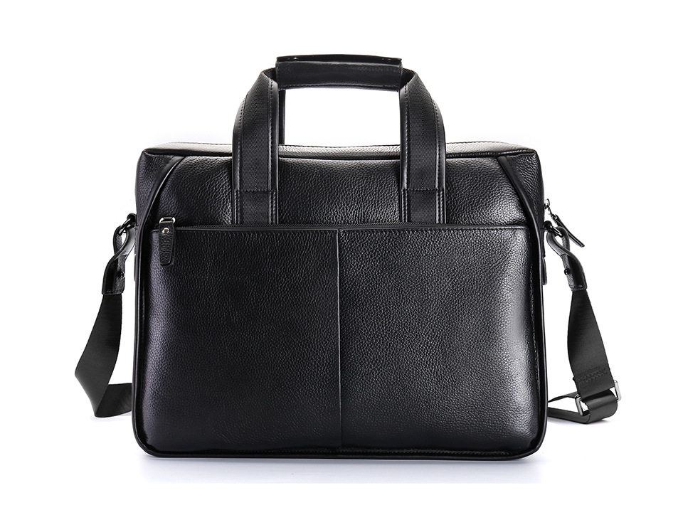 Túi đeo chéo nam da bò thật vân vải thiều, túi đeo vai ngang kiêm túi xách công sở 37×27×9 cm — Màu cà phê, Màu đen chi tiết 11