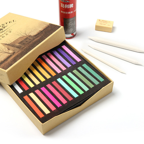 Marley Color Powder Brush 12/24/36/48 Color Chalk Color Powder Stick Square Powder Brush Pastel Pen Color Powder 2024