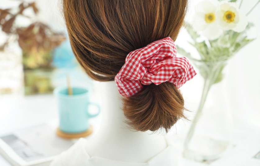 الكورية منقوشة نسيج القطن واسعة الحواف الشعر Scrunchies display picture 10