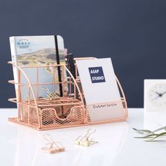 北歐鐵藝電鍍多功能組合桌面文具收納筆筒擺件辦公用品可一件代發