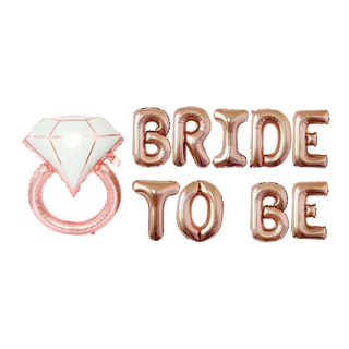 新款美版钻戒铝箔气球套装 BRIDE TO BE 单身派对装饰布置气球