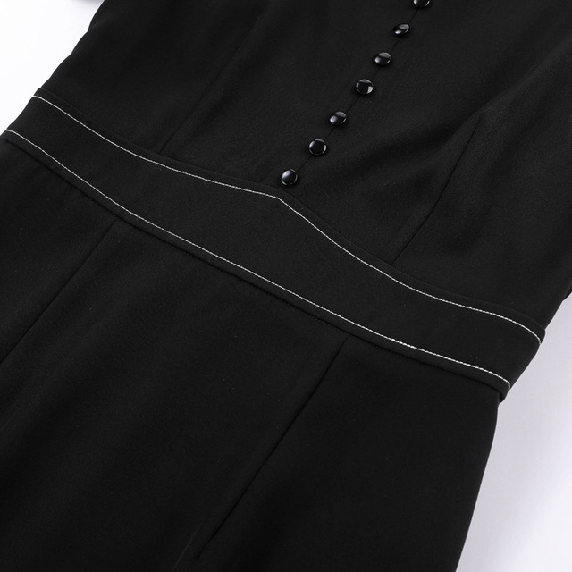 Fashionable new style V-neck waistband and thin temperament dress small black skirt