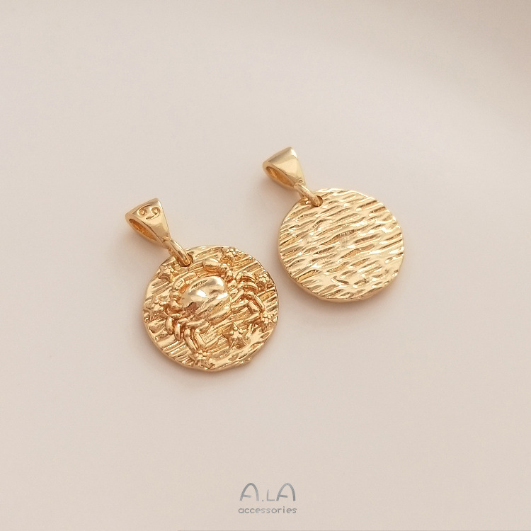 7g Weight Pendant Jewelry Making Type Diameter 13mm Jewelry Making Size 14K Gold Plated Plating Material DIY Jewelry Accessories Classification 1 Piece Quantity Copper Material Constellation Pattern Simple Style Style 1 Piece Diameter 13mm Copper 14K Gold Plated Constellation Pendant 5