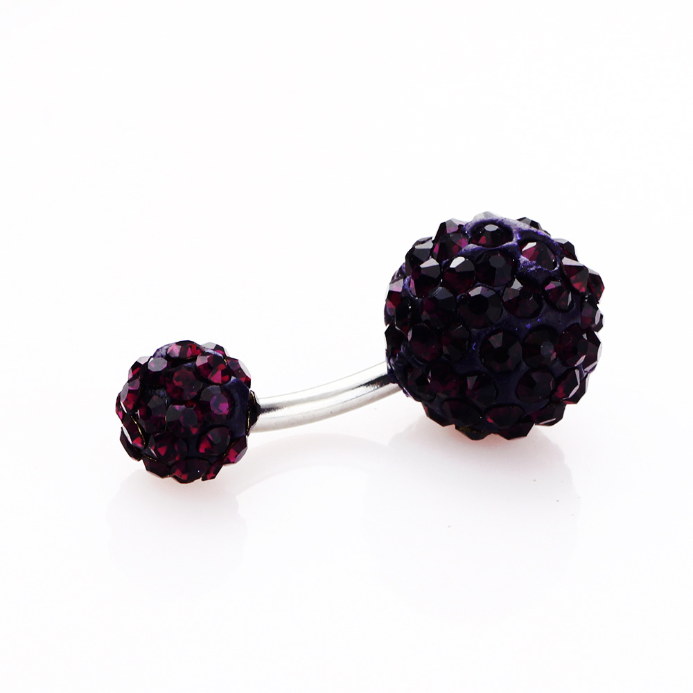 European-American Diamond Navel Nail Crystal Ball Belly Ring 5-8mm Stainless Steel Body Jewelry detail image 8