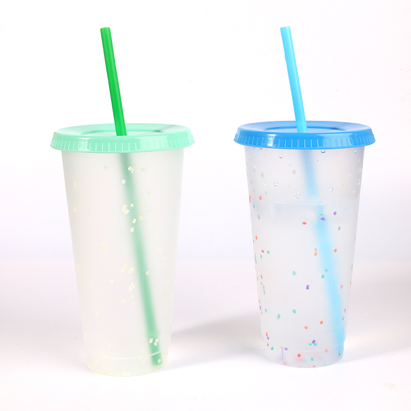 厂家直供透明变色杯喝水用PP塑料变色水杯遇冷变色跨境批发