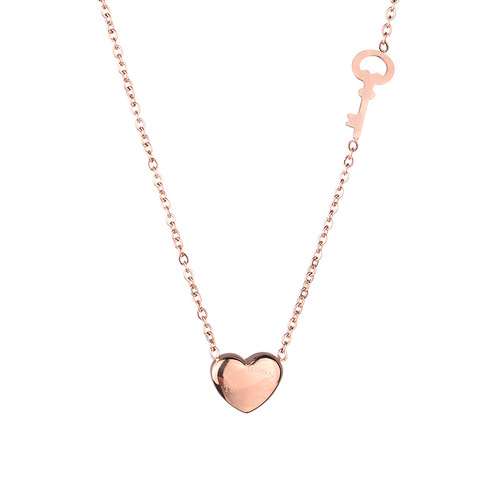 Rose gold necklace, women's trendy light luxury clavicle chain, internet celebrity necklace, simple titanium steel love pendant, niche jewelry style
