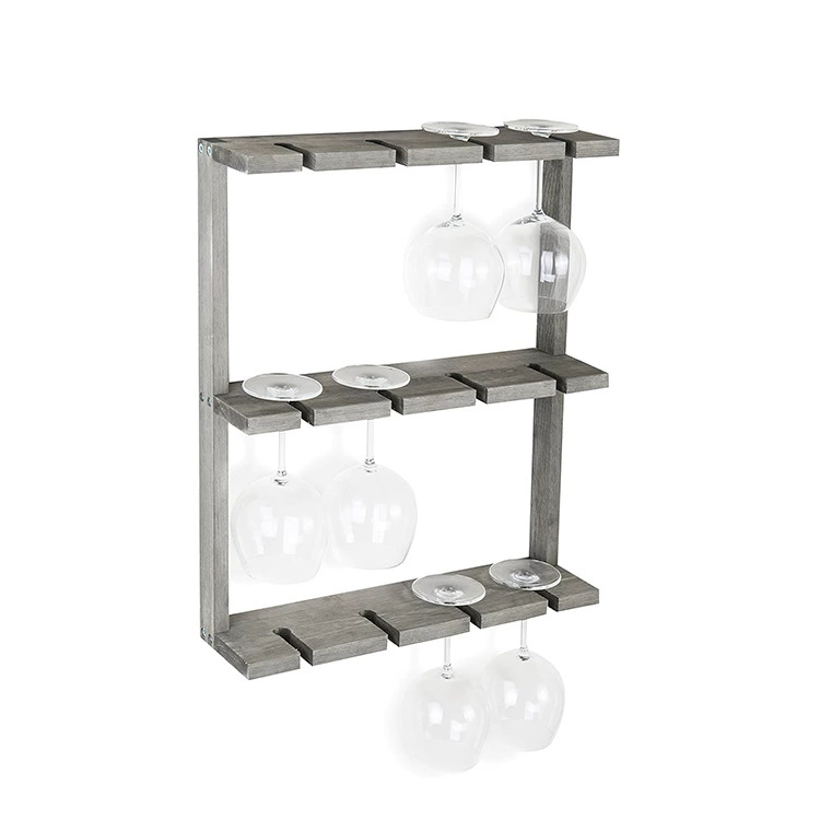 Твердая древесина Ретро серый подвесной подстаканник для вина бытовой бокал для вина перевернутая стена творческий настенный подвесной держатель для винной чашки