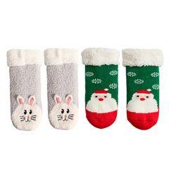Autumn/Winter Baby Children Warm Thick Fleece Lerning to Walk Infant Socks Sleep Socks Non-Slip Sole Christmas Floor Socks