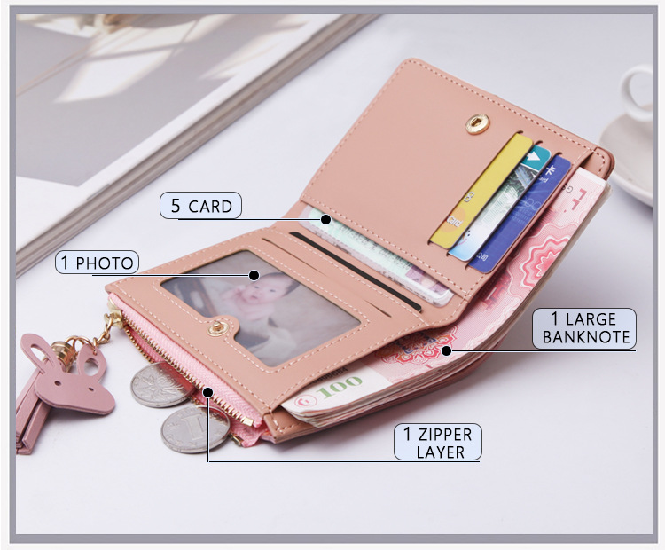 Neuer Stil Damen Brieftasche kurze Farbkontrastnhte Mnzbrse im koreanischen Stil Schnalle Reiverschluss Brieftasche Grohandelpicture14
