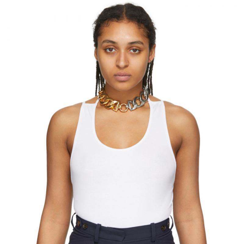 Fashion Exaggerated Gold And Silver Double Color Wide Chain Clavicle Chain Simple Thick Chain Short Necklace For Women display picture 14