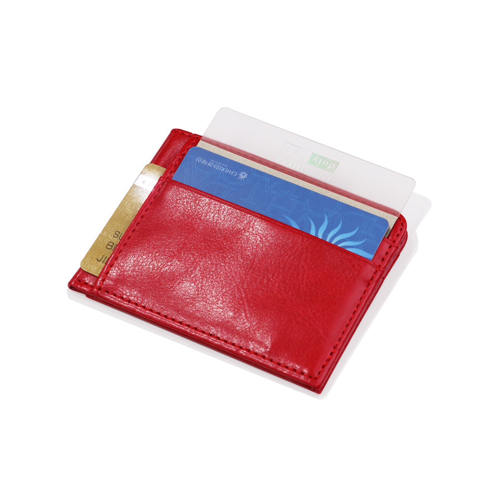 45g Weight Pu Leather Material Solid Color Pattern Unisex Gender Light Grey, Red, Blue, Black Color Korean New Simple Multi-card Position Ultra-thin Purse 3