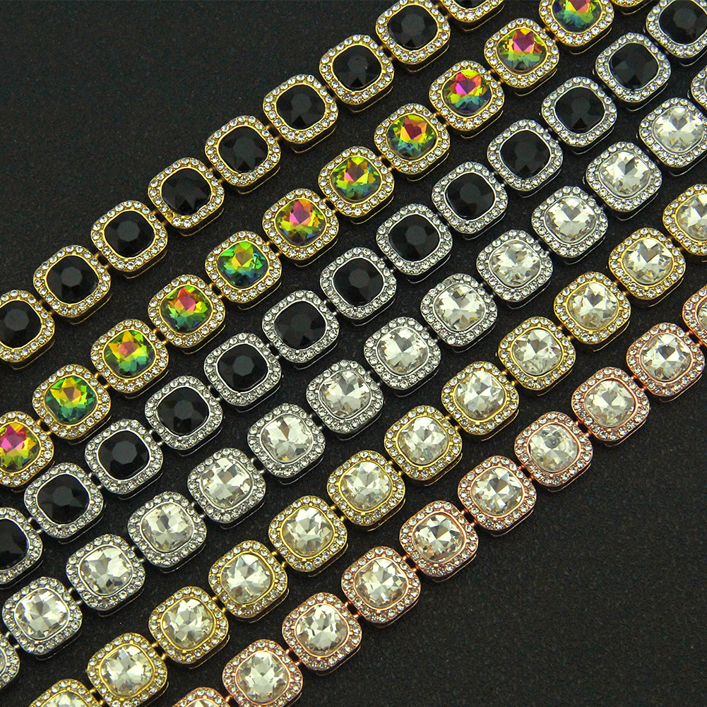 50g Weight Bracelets Classification Anniversary, Business, Travel Occasion Alloy Material Geometric Pattern Men'S Gender Diamond Design Fashion Style White, Gold, Silver, Black Color Fashion Geometric Alloy Diamond Men'S Bracelets Men Chain Bracelets 8