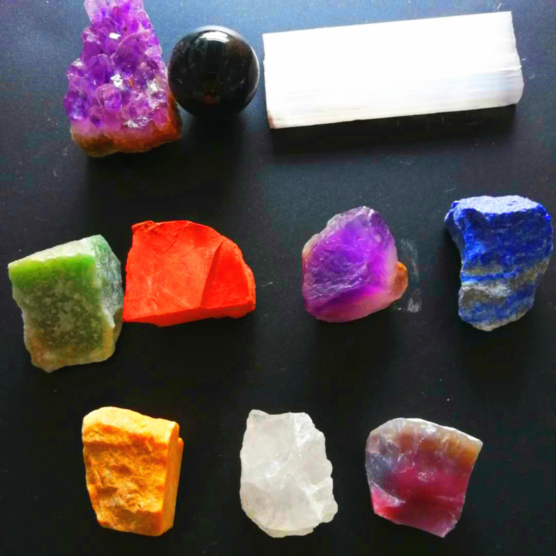 七轮能量晶石收藏~天然水晶半宝石 七脉轮瑜伽原矿石套装礼盒 图 5