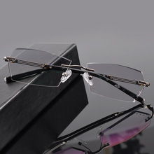 钻石切边眼镜近视男可配度数无框钻切工艺镜片商务镜架H6612