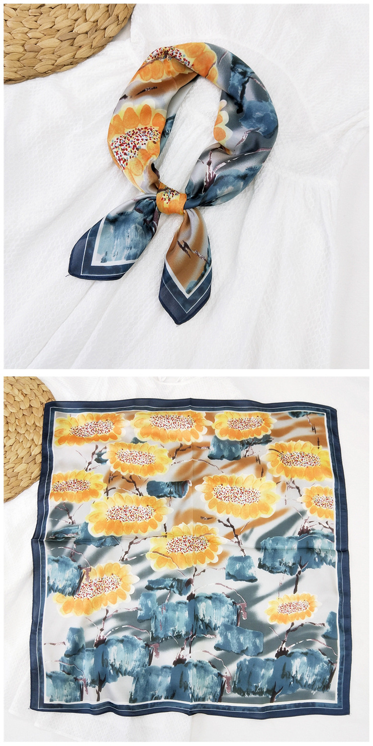 60g Weight Silk Scarf Classification Travel Occasion Silk Material Unisex Gender Printing Design Sweet Style Khaki, Grey, Red, Green, Blue, Yellow, Black Color 70 Small Square Scarf Silk Scarf Women Summer Neck Scarf Neck Protector Korean Thin Scarf 28