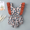 2020 baby one-piece garment Female baby Summer wear Thin section Chrysanthemum Hit color Flying sleeve Conjoined Romper wholesale