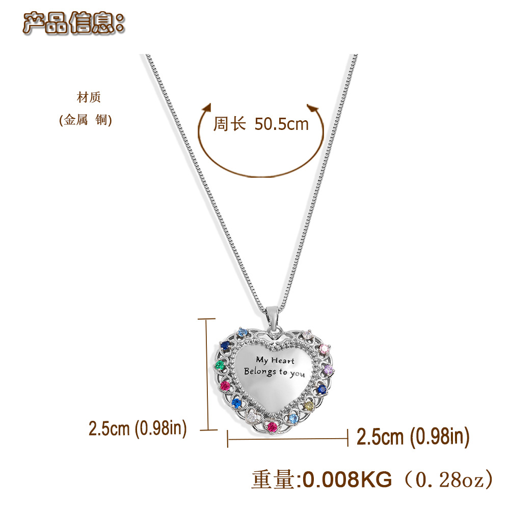 Korea Color Zircon Hollow Heart-shaped Long Necklace display picture 2