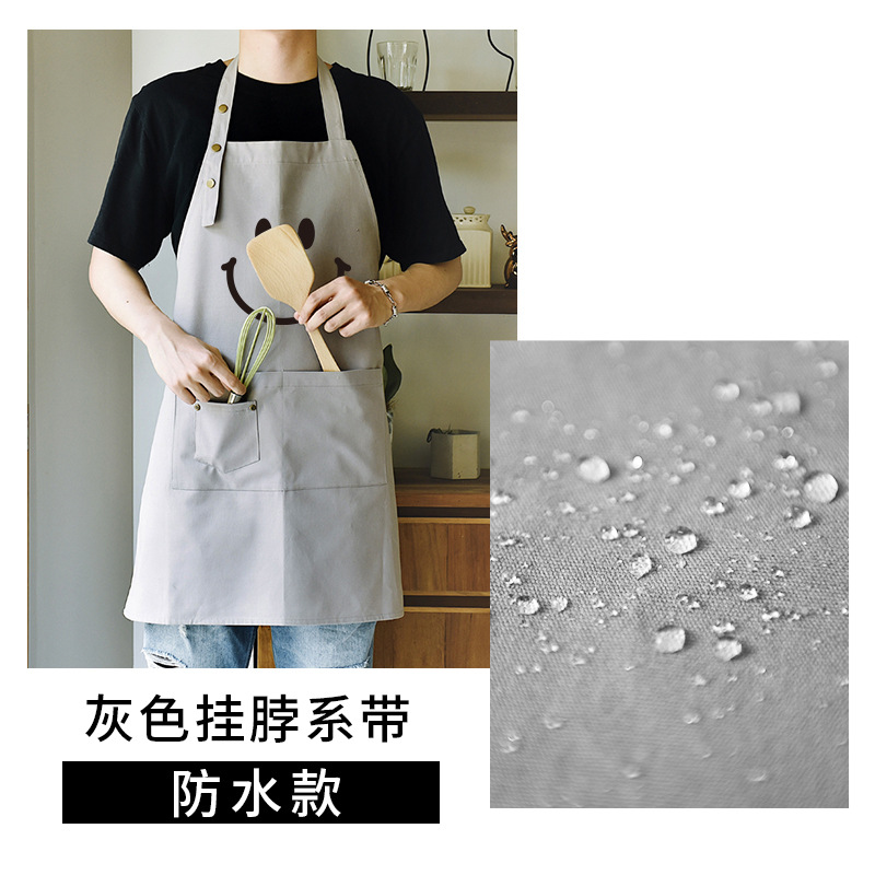 Delantal hogar cocina impermeable a prueba de aceite lindo ropa de trabajo moda coreana cocina cintura hombres y mujeres pueden imprimir LOGO