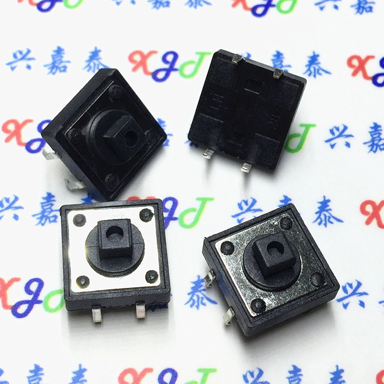 12*12*7.3MM 轻触开关 长12宽12立式4脚 进口弹片黑色方头
