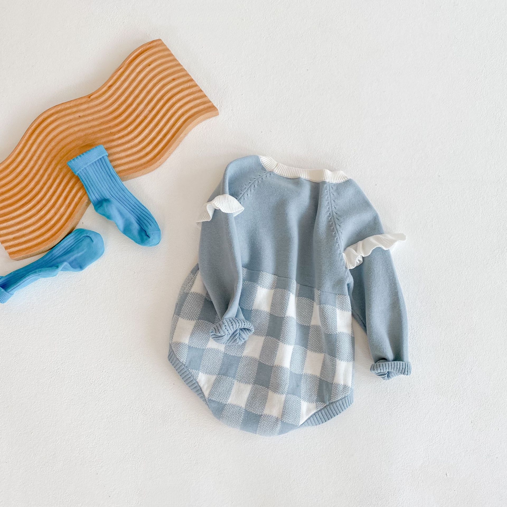 Abbigliamento Ins primavera autunno per bambine e neonati, tuta in filato di cotone a maniche lunghe a quadri per neonati, borse, Bihar_voghion.com