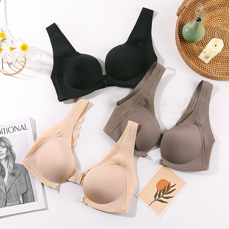 A变C聚拢无钢圈文胸前扣舒适无痕内衣女一片式调整型文胸背心胸罩
