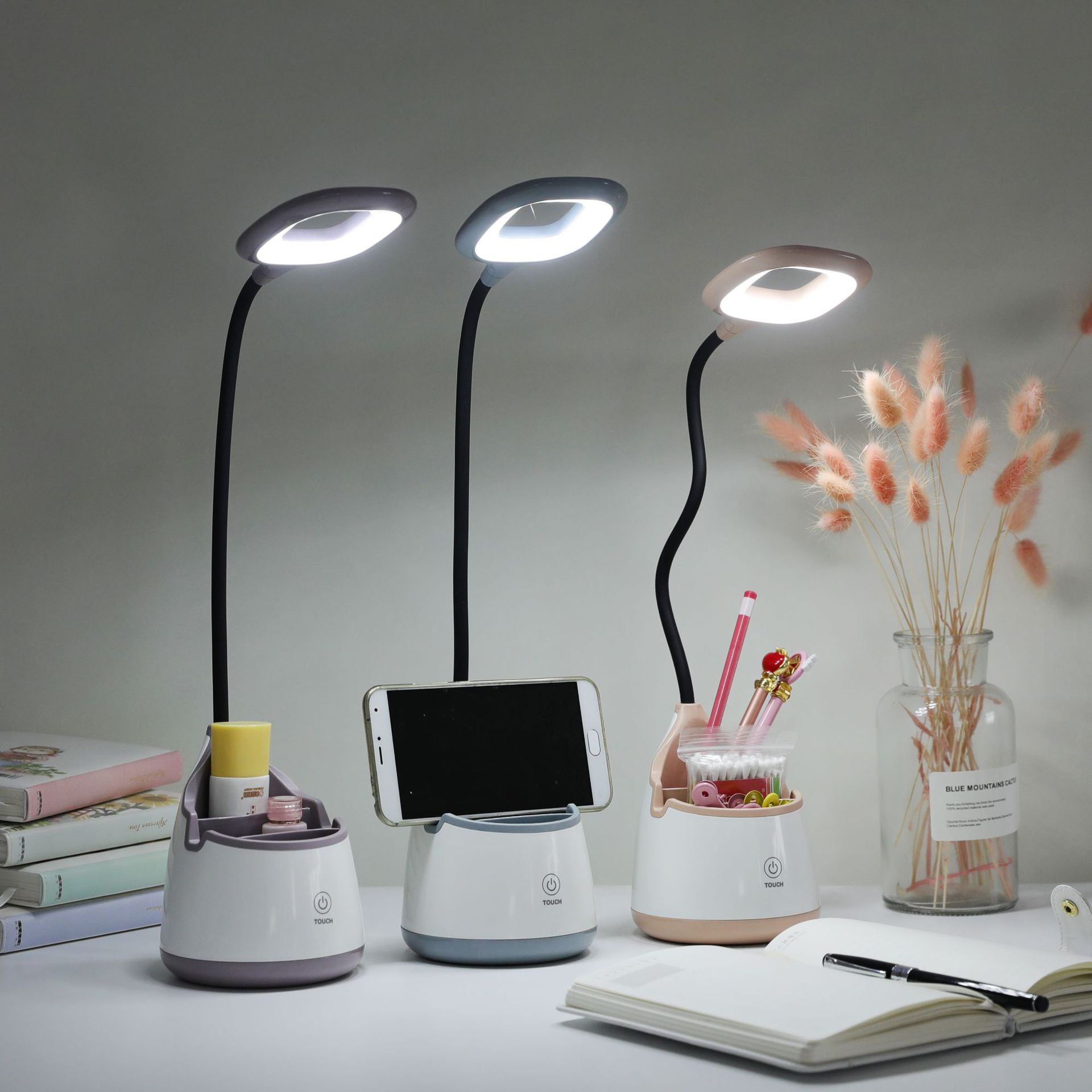 新款创意LED笔筒台灯usb充电触摸感应学生阅读护眼台灯卧室床头灯|ms