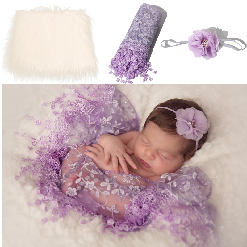 미색 담요 + 퍼플 랩 + 퍼플 헤어밴드