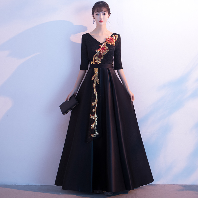 banquet black dress Luxury Black Sexy Birthday Banquet Women's Evening Dress main image 0