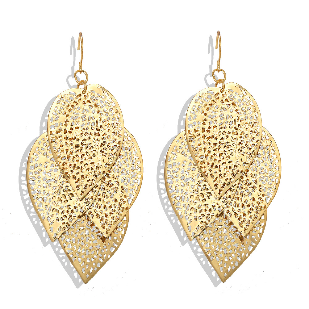 Fashion Exaggerated Hollow Leaves Long Earrings Simple Earrings Wholesale Nihaojewelry display picture 29