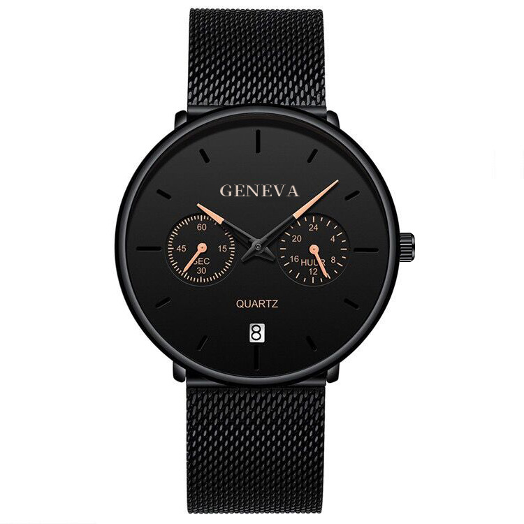 Eyes Color Pointer Alloy Mesh With Quartz Watch Men'S Belt Single Calendar Quartz Watch