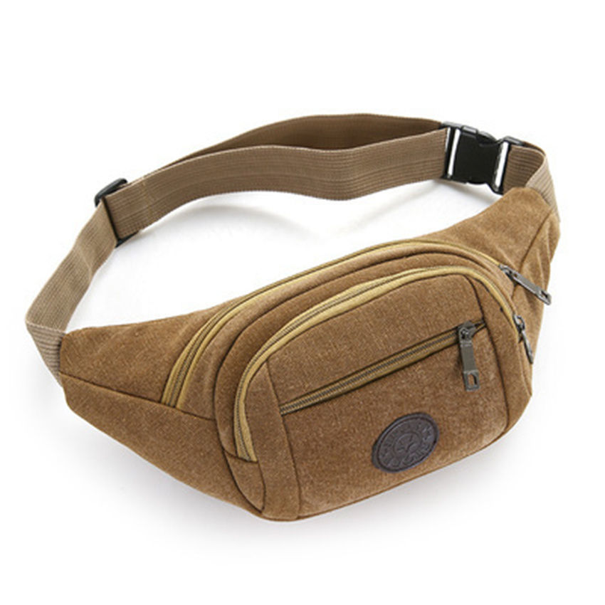 Spot large capacity men's and women's canvas waist bags, business wallet, multifunctional sports crossbody bag, casual phone chest bag