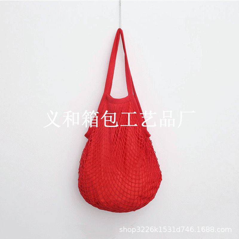 现货双层加里布大号长提手提亚马逊购物袋水果折叠袋棉网袋棉网兜