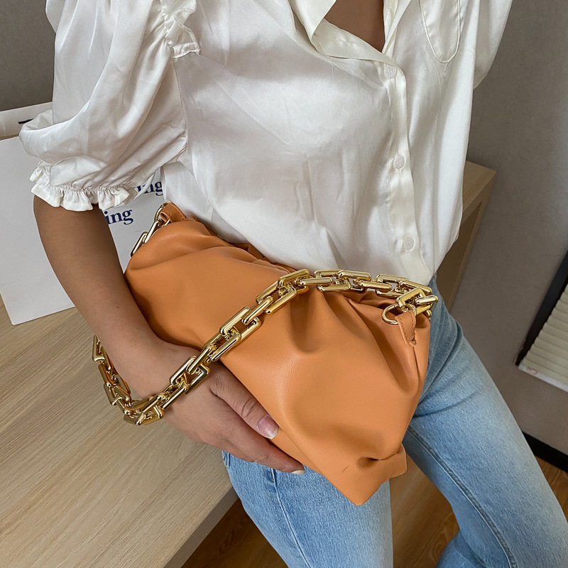 Women's Medium Pu Leather Solid Color Streetwear Cloud Shape Lock Clasp Underarm Bag display picture 33